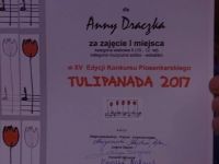 Dyplon za 1 miejsce w konkursie TULIPANADA 2017