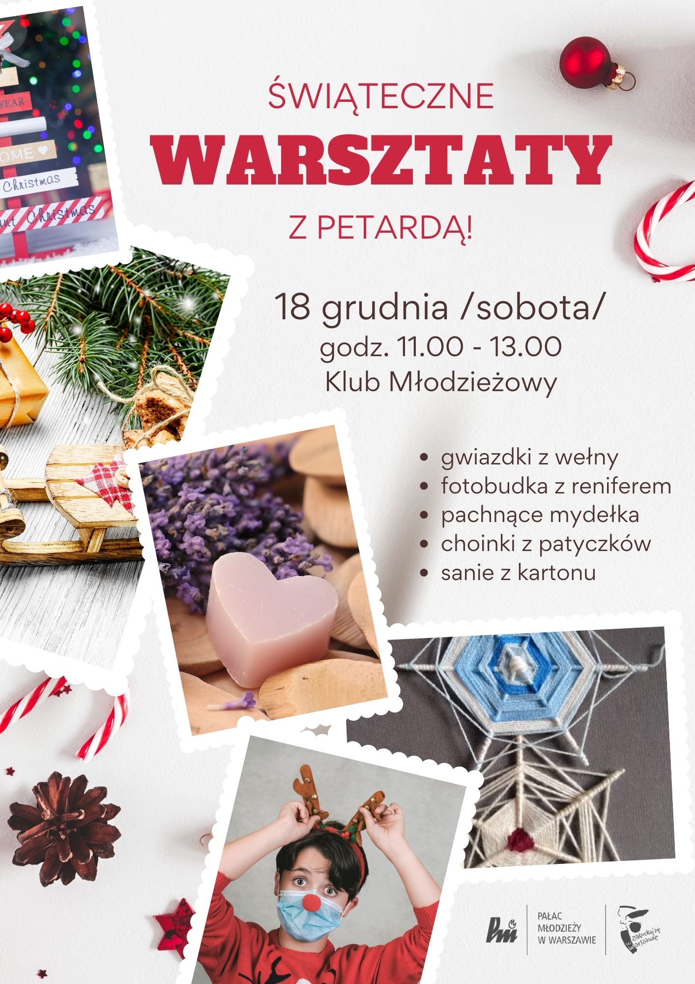 18 grudnia warsztaty dla dzieci w klubie młodzieżowym - plakat