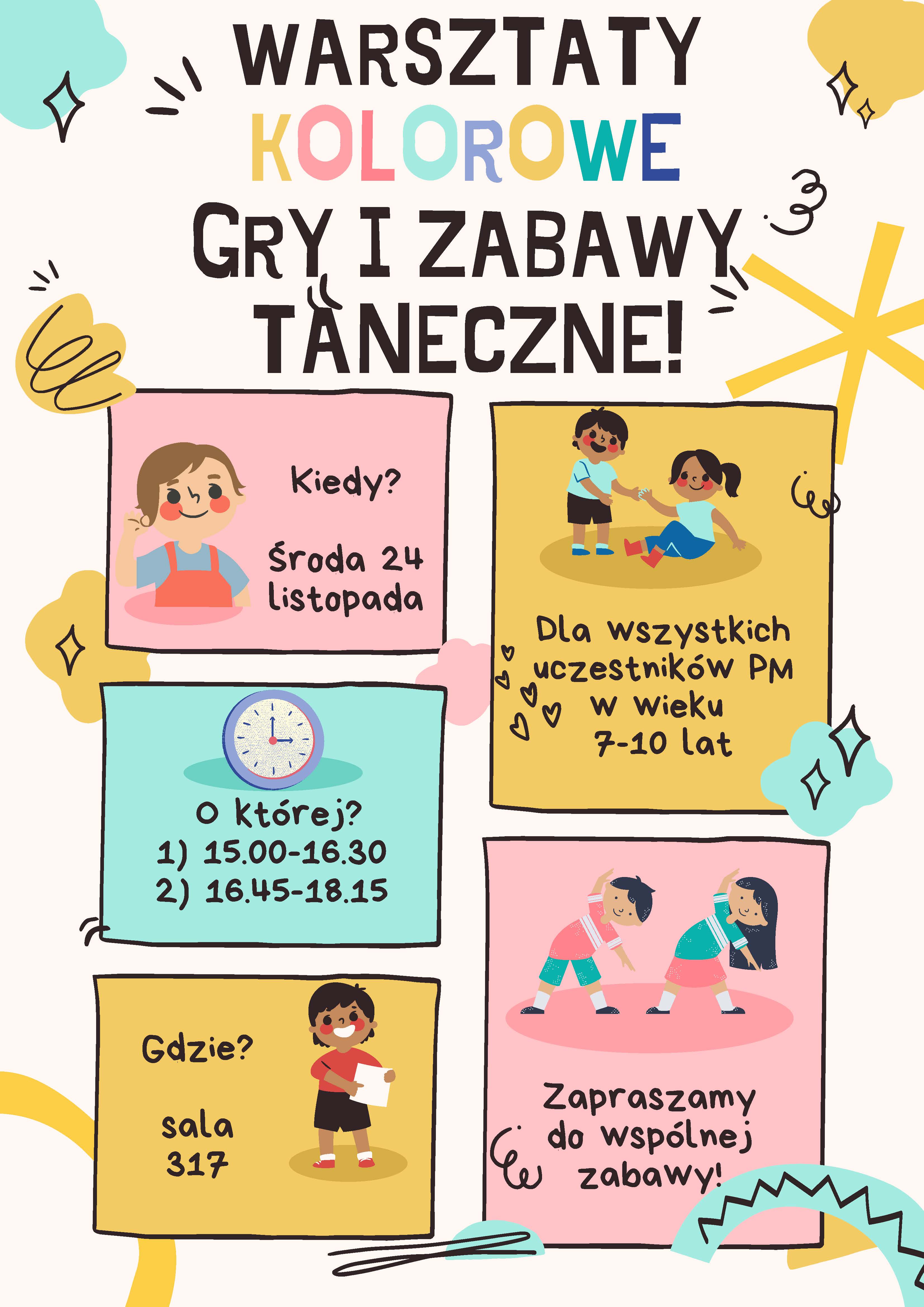 informacja o warsztatach na zajęciach gry i zabawy taneczne 