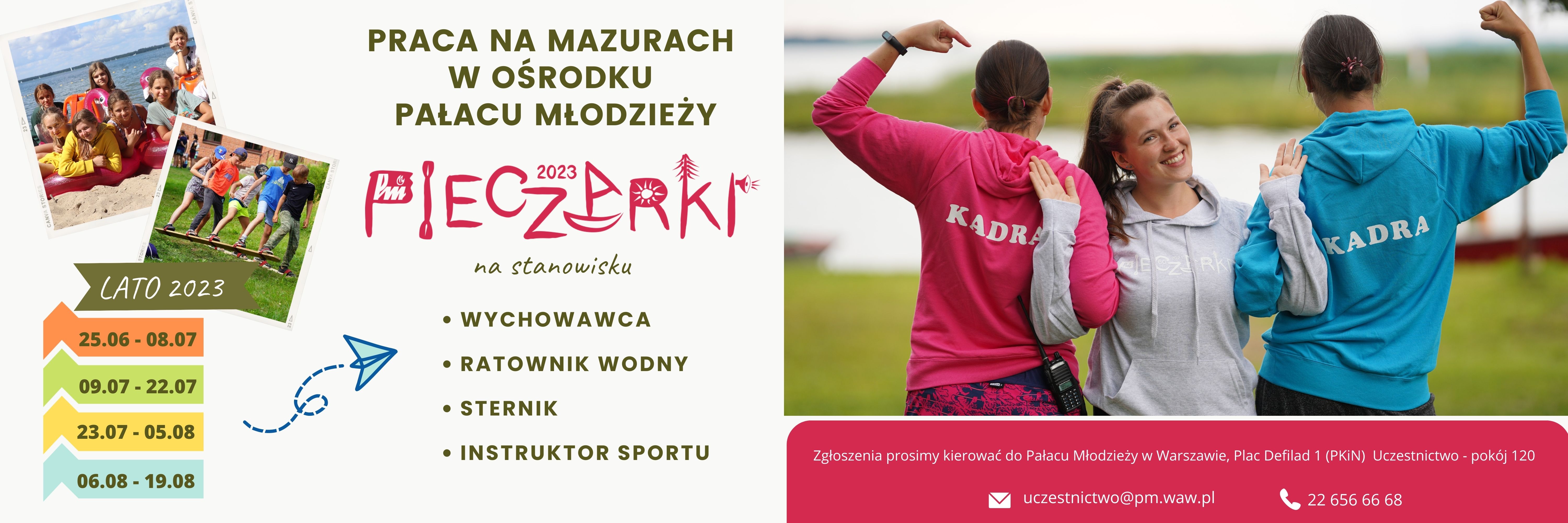 Praca na Mazurach dla wychowawców, ratowników wodnych, sterników, instruktorów sportu