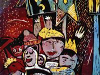 Hanna Tkocz, 13 lat, Młodzieżowy Dom Kultury, Rybnik, grafika artystyczna: ”Kolędnicy”.