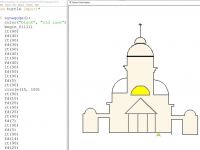 scan z programem rysującym synagogę w Pythonie