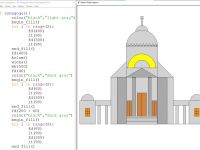 scan z programem rysującym synagogę w Pythonie